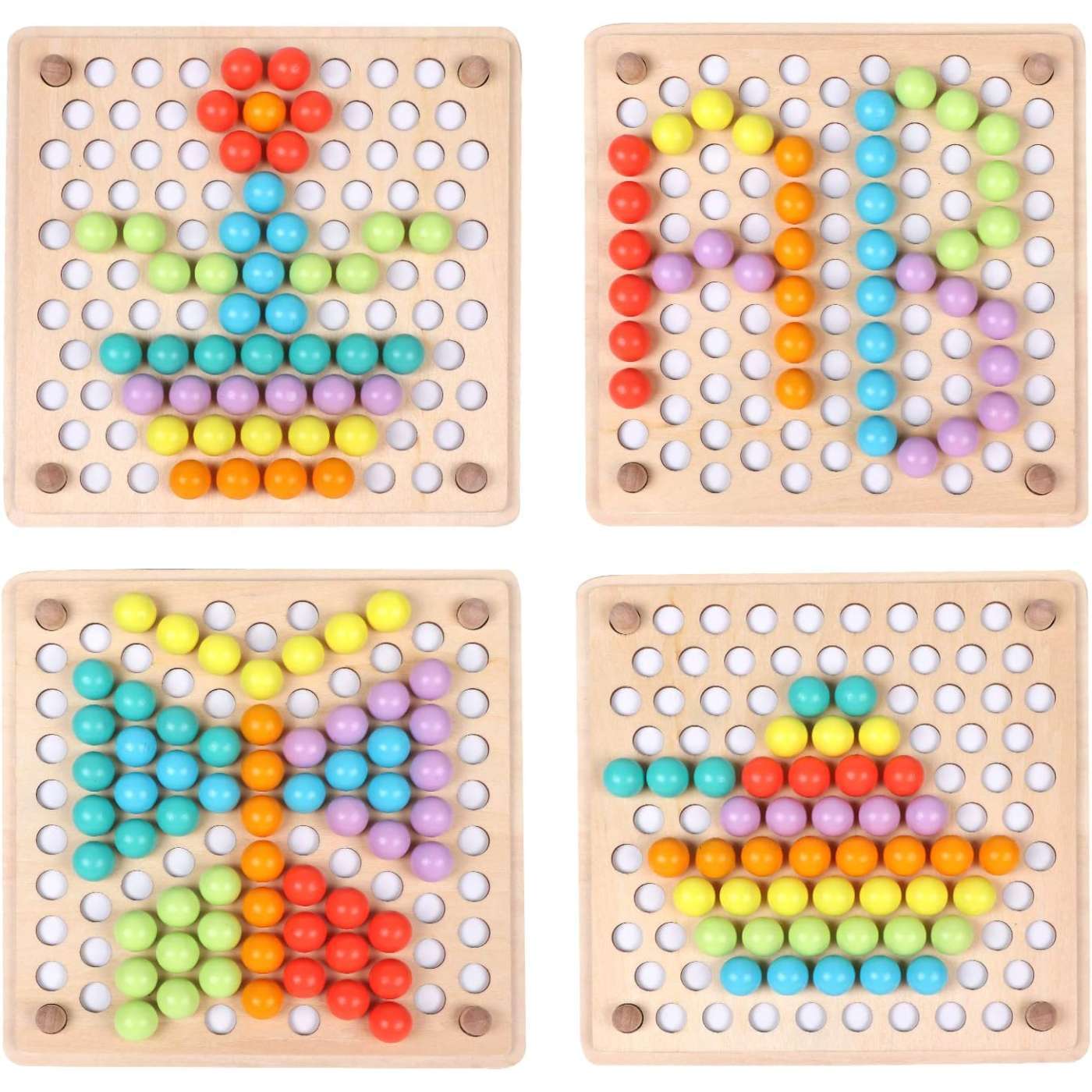 Wooden Peg Board Beads Game, Montessori