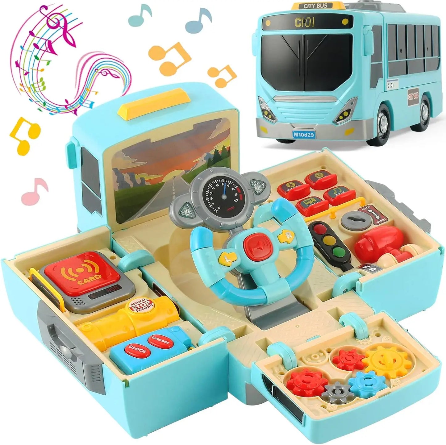 Toddlers Simulate School Bus Toy With Sound and Light, Education For 3-5 years