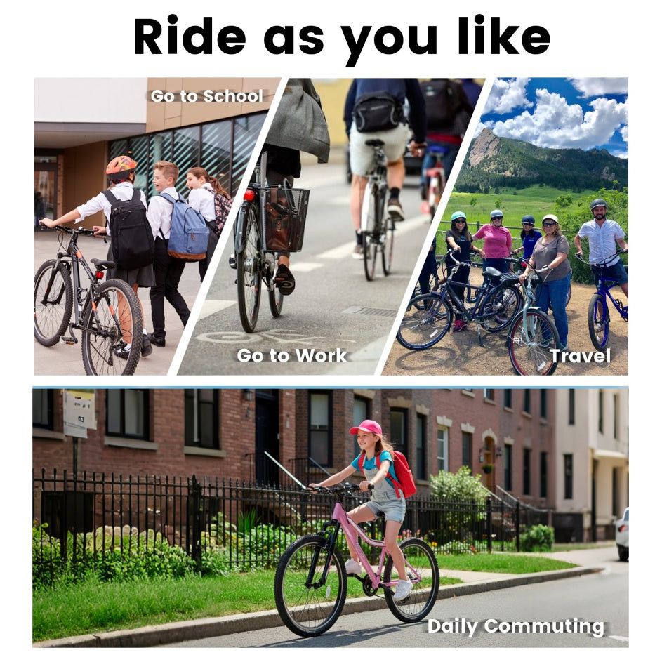 A26208D Mountain Bike 24 26 Inch, High-Density Carbon Steel Frame, 21 Speed, Front Suspension, Dual V-Brakes, Pre-Assembled For Men Women Teens