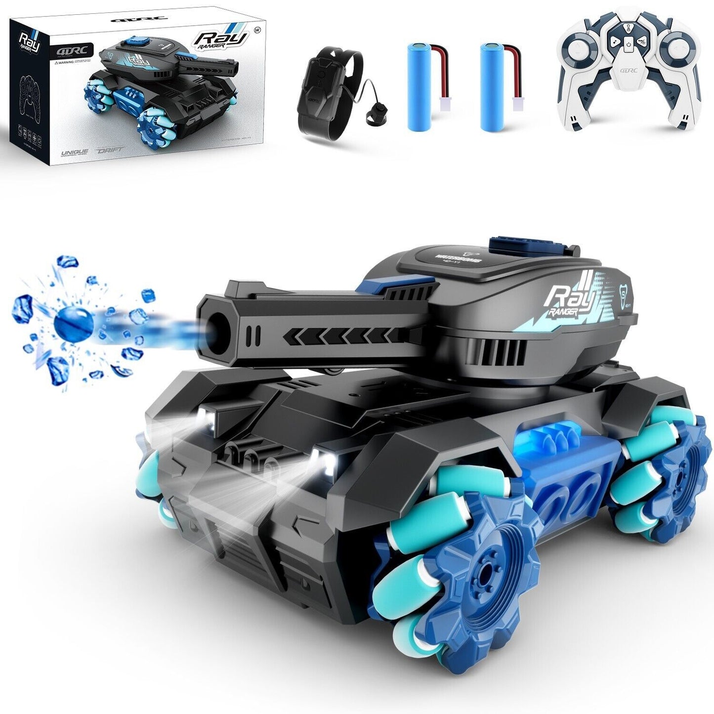 RC Tank, Four Wheel Drive Remote Control Car 2.4G Gesture Control, Water Bomb