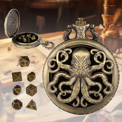 Thick Chain Octopus Symmetrical Pocket Watch Dice Set
