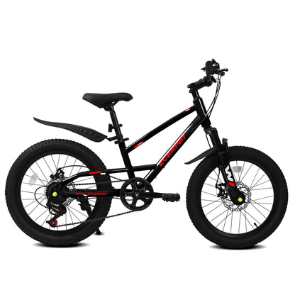 A20184 20 Inch Mountain Kids Bike For Boys & Girls, Ages 6-12, 7-Speed With Front Suspension