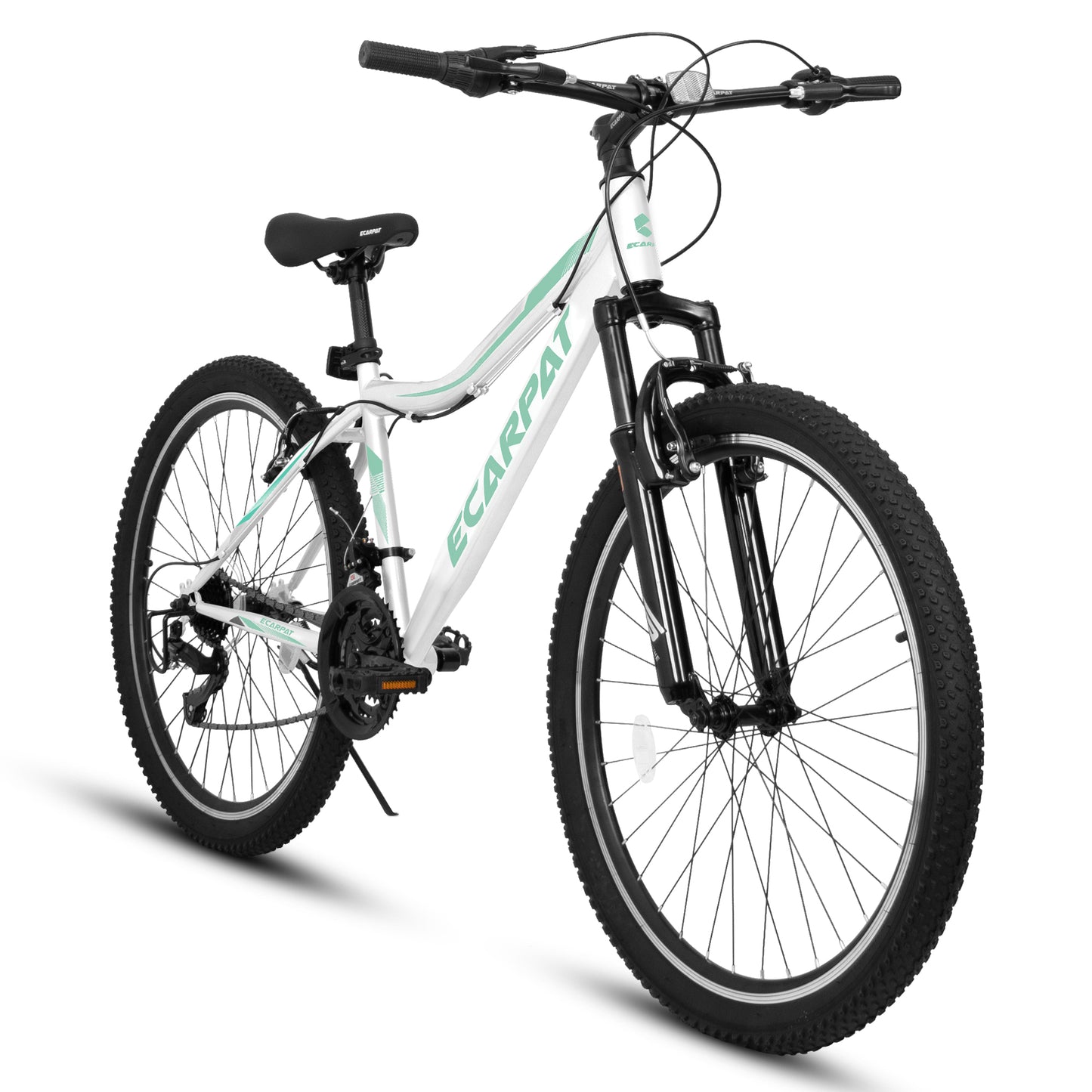 A26208 Ecarpat 26 Inch Mountain Bike, 21-Speed V-Brake, Front Suspension, Carbon Steel Frame Mountain Bike For Teenagers Girls Women Bicycles