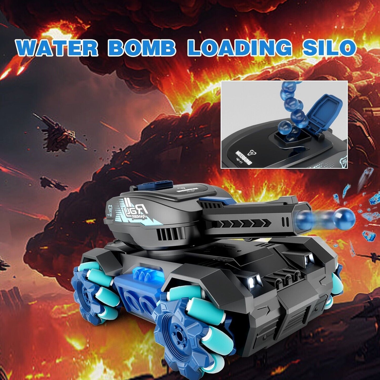 RC Tank, Four Wheel Drive Remote Control Car 2.4G Gesture Control, Water Bomb