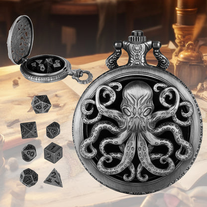 Thick Chain Octopus Symmetrical Pocket Watch Dice Set