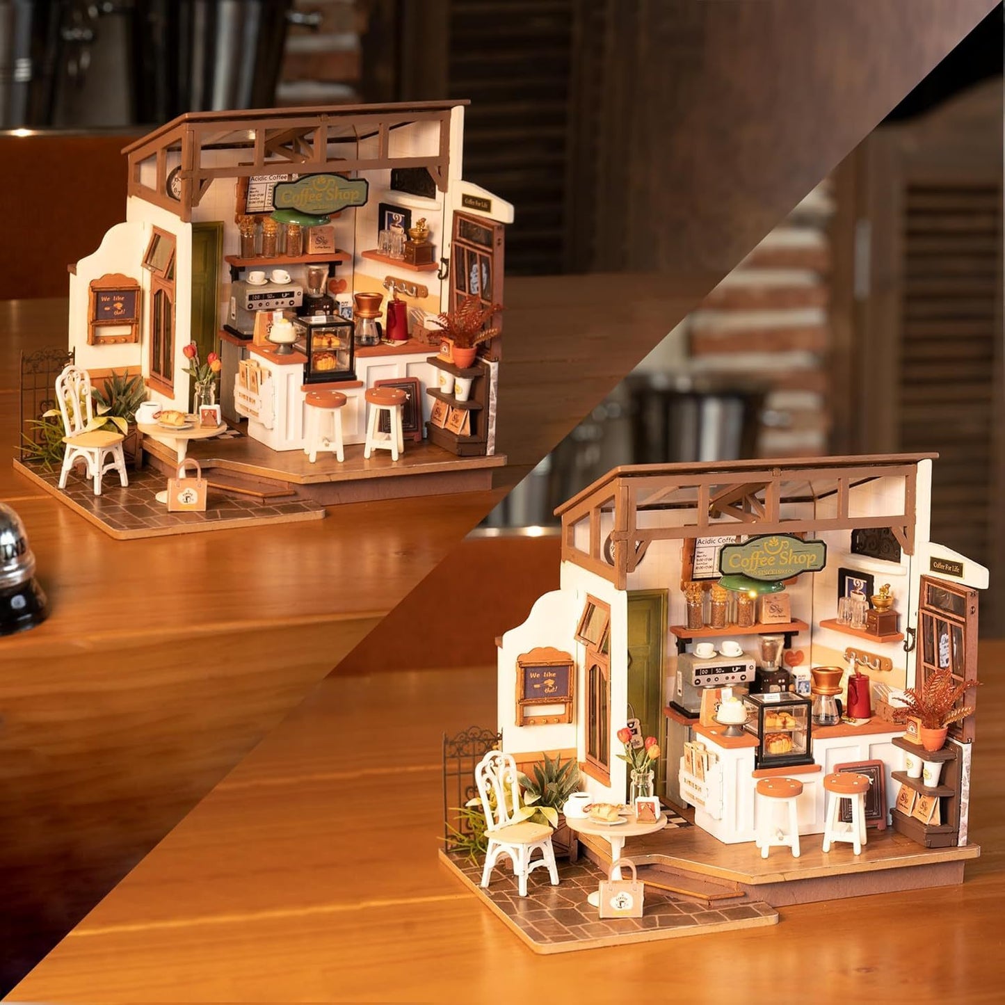 ROBOTIME Rolife Cafe Miniature House Kit (3D Wooden Model)