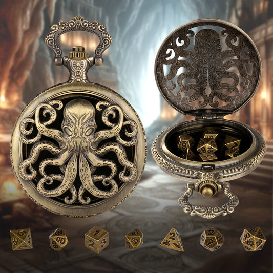 Thick Chain Octopus Symmetrical Pocket Watch Dice Set