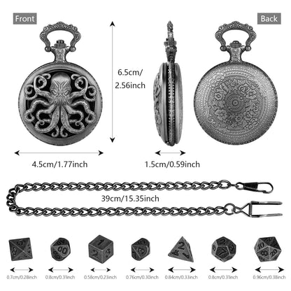 Thick Chain Octopus Symmetrical Pocket Watch Dice Set