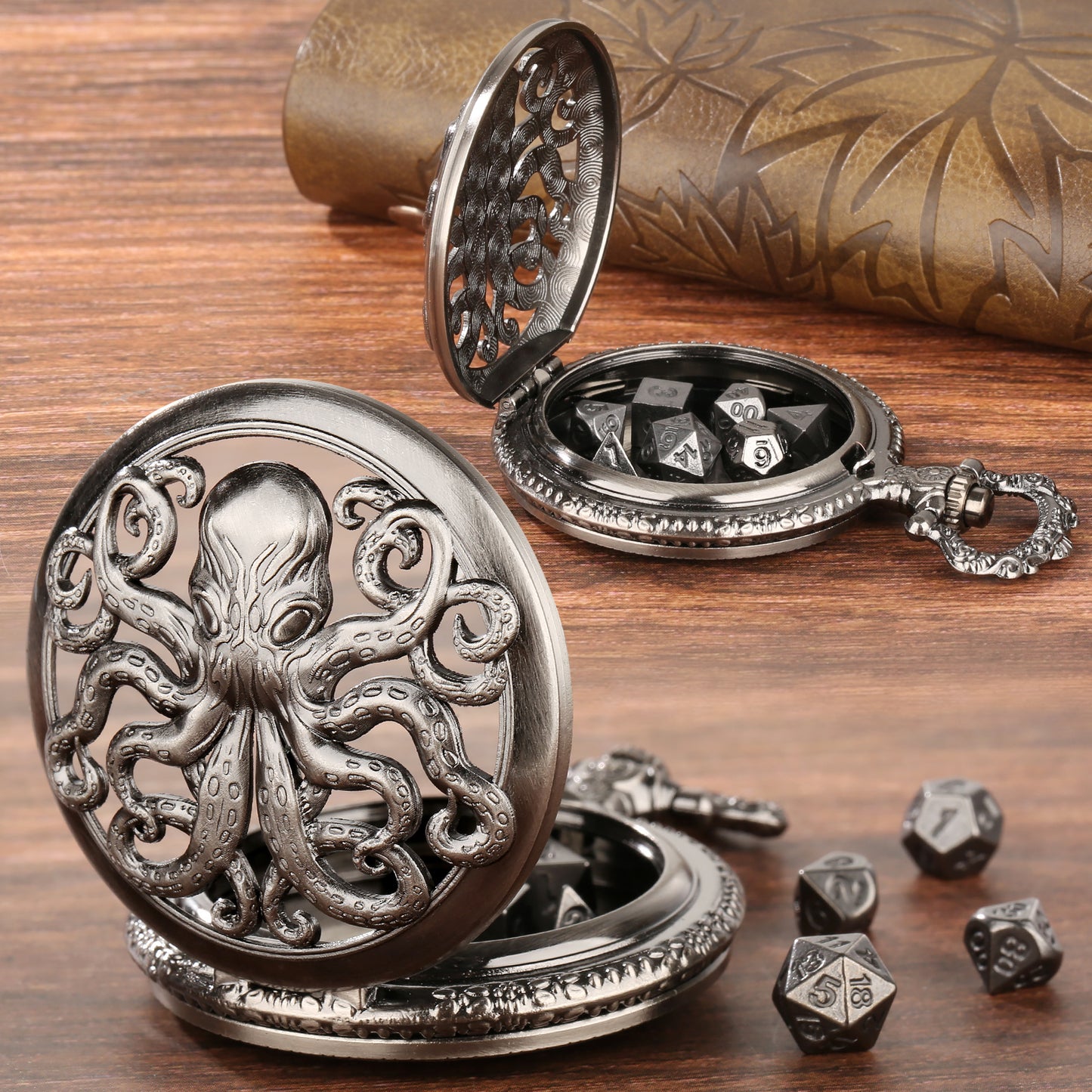 Thick Chain Octopus Symmetrical Pocket Watch Dice Set