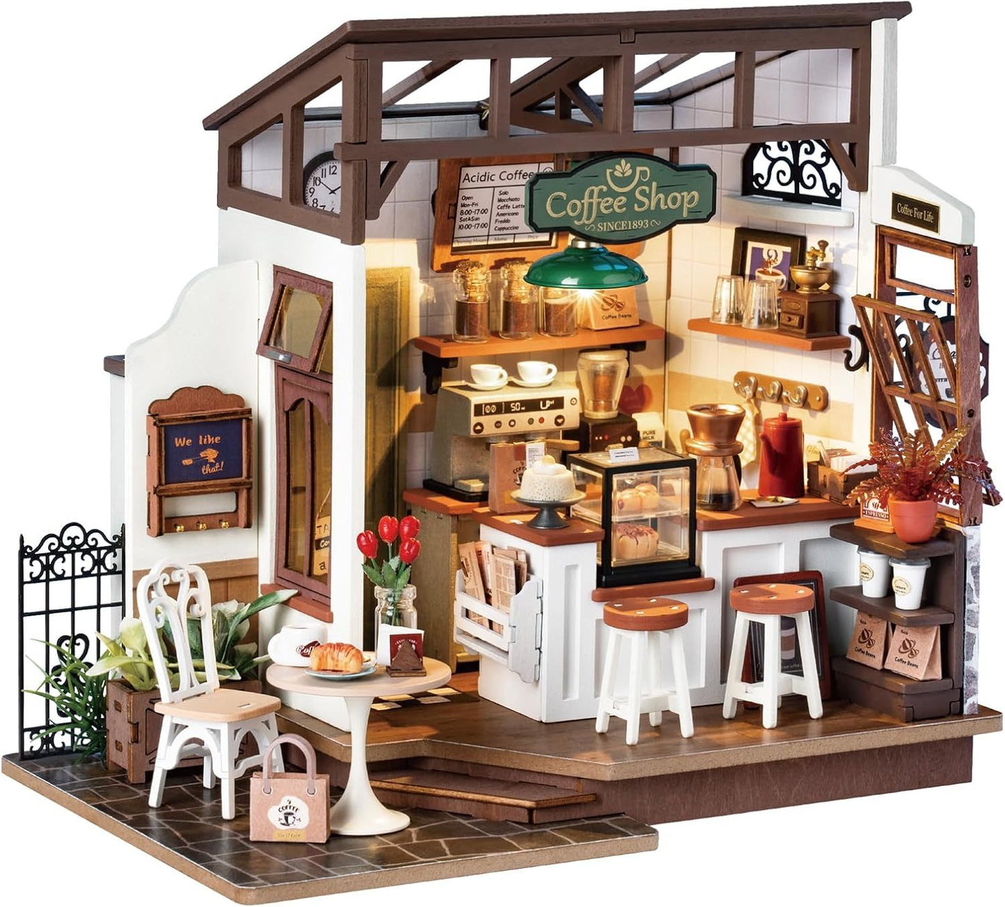 ROBOTIME Rolife Cafe Miniature House Kit (3D Wooden Model)