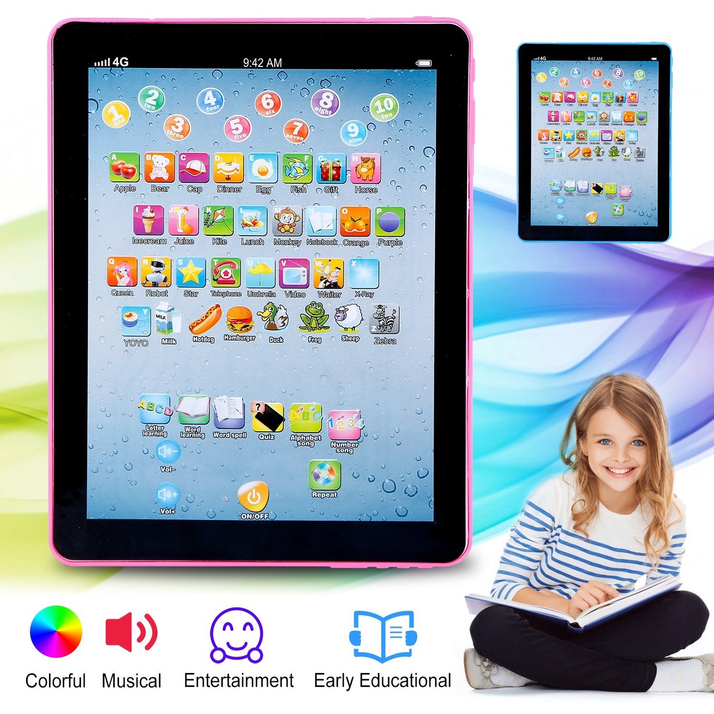 Baby Learning Tablet, Educational Mini Pads,Touch, ABC Numbers,Words