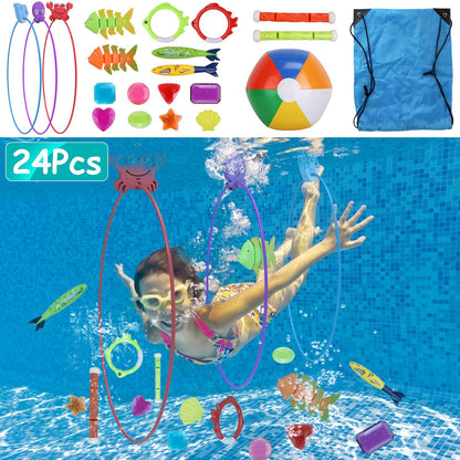 Set Of 24Pcs Diving,Swimming Pool Toys