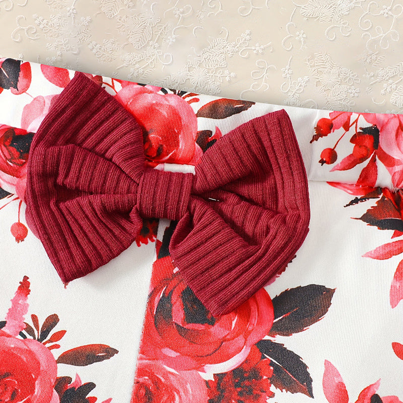 Newborn Baby Girl 'Hello I'm New Here' Romper Set Includes Floral Pants, Hat, Headband, & Coming Home Outfit