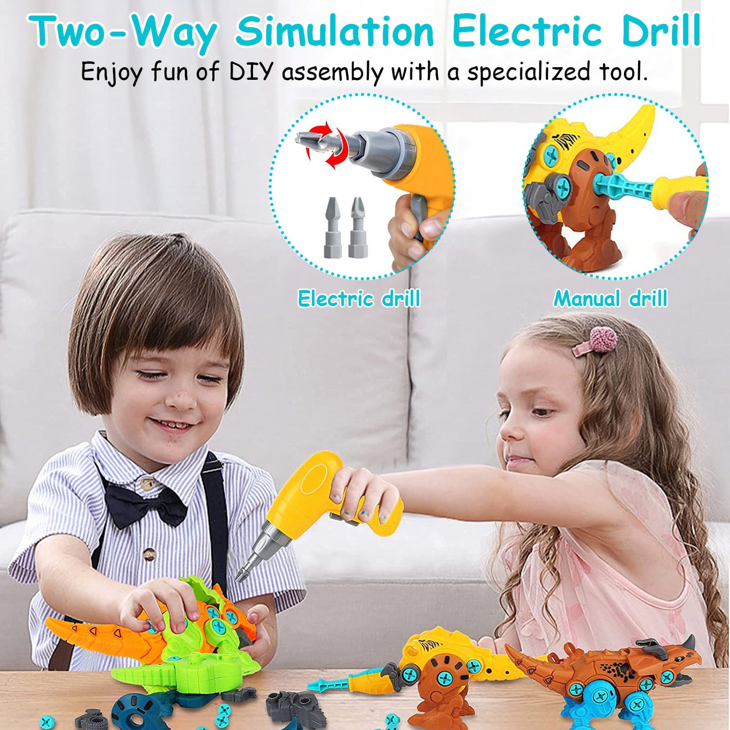 1Set Dinosaur Toy, DIY  With Electric Drill
