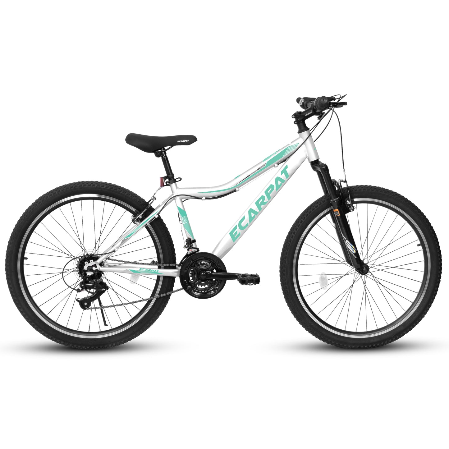 A26208 Ecarpat 26 Inch Mountain Bike, 21-Speed V-Brake, Front Suspension, Carbon Steel Frame Mountain Bike For Teenagers Girls Women Bicycles