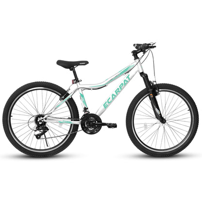 A26208 Ecarpat 26 Inch Mountain Bike, 21-Speed V-Brake, Front Suspension, Carbon Steel Frame Mountain Bike For Teenagers Girls Women Bicycles