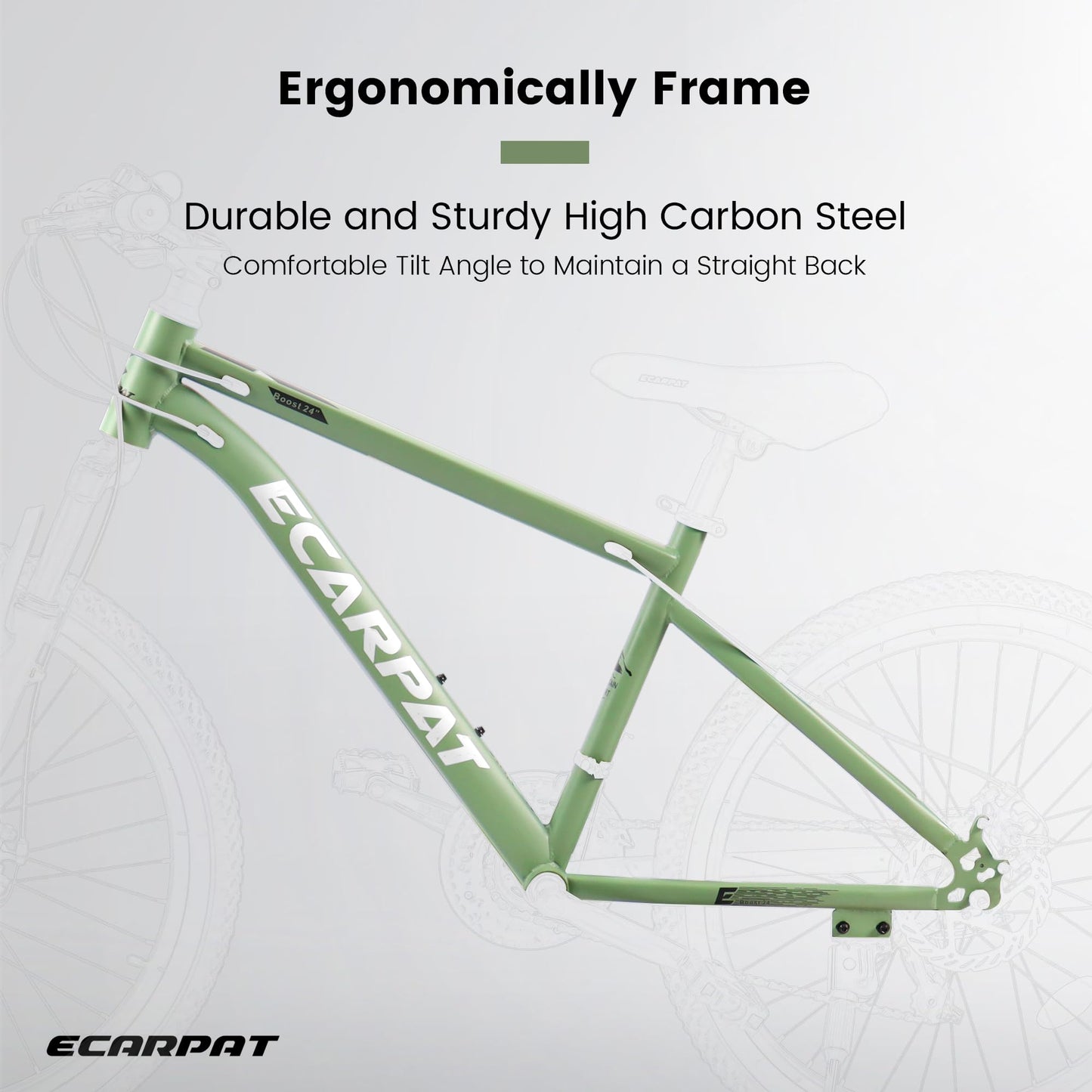 A24301 24 Inch Mountain Bike For Teenagers, High Carbon Steel Frame, Disc Brakes, Durable Design, Brown Edge Tires, Ideal For School Commuting