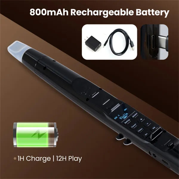 Portable Wireless MIDI Electronic Saxophone - 100 Tones, 3W Hi-Fi Speaker, 12hrs Playtime, 0.7lbs (Black ABS)