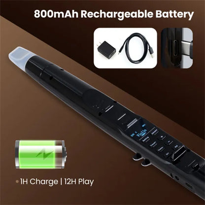 Portable Wireless MIDI Electronic Saxophone - 100 Tones, 3W Hi-Fi Speaker, 12hrs Playtime, 0.7lbs (Black ABS)