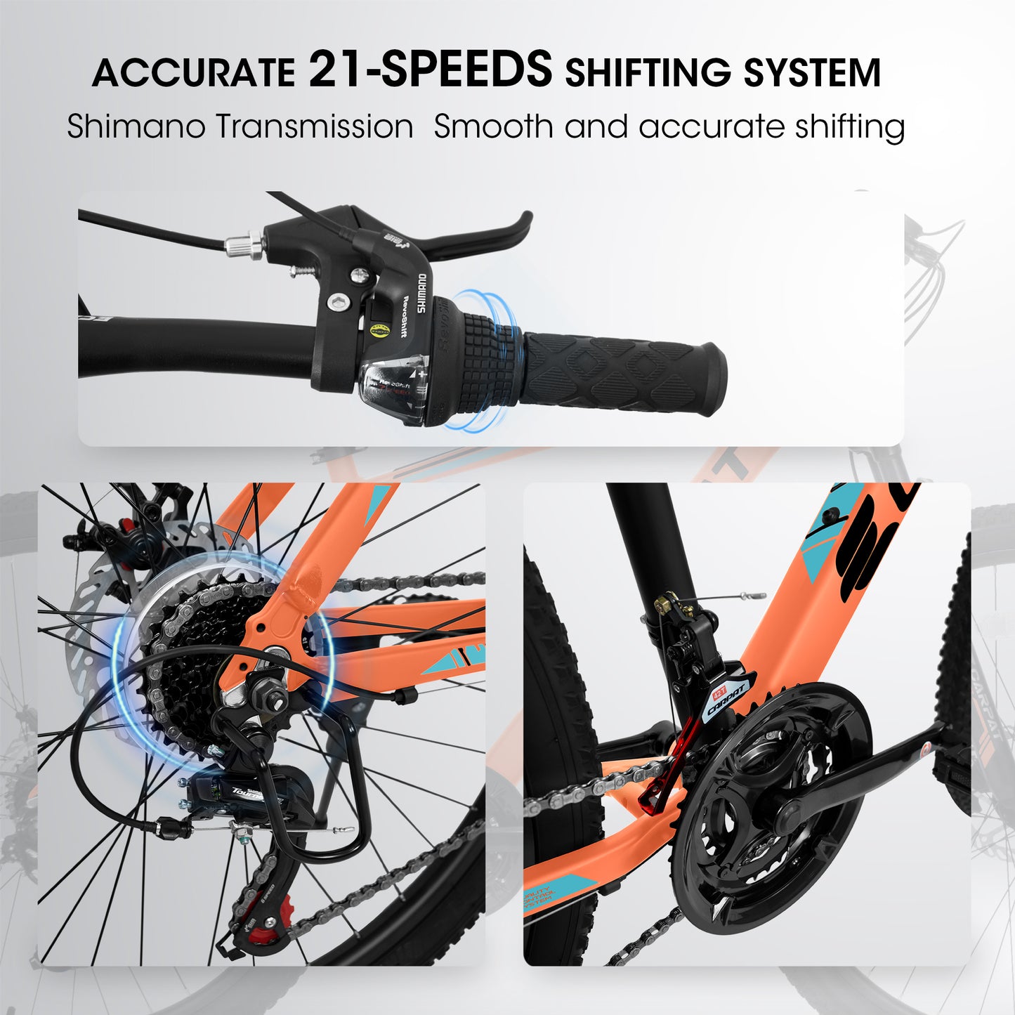A26322 26-inch Mountain Bike  Aluminum Frame Shock Absorbing Front Fork Bike 21-speed Disc Brake Mountain Bike