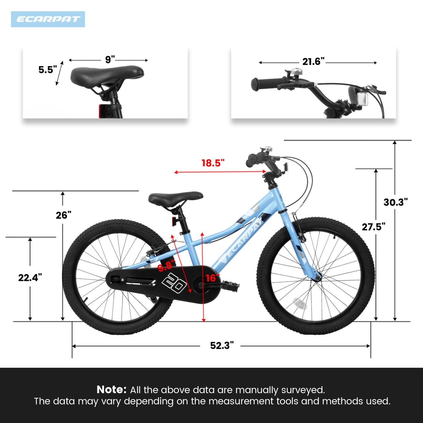 A20117 Kids' Bike 20 Inch Wheels, 1-Speed Boys Girls Child Bicycles For 4-7Years, Front V Brake, Rear Holding Brake