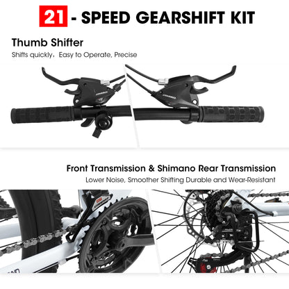 A27366 27 Inch Mountain Bike 21 Speed, Suspension Fork, Aluminum Frame Disc Brake, Mountain Biking For Both Men And Women.