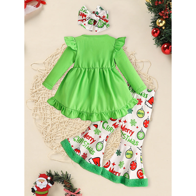 Toddler Baby Girls Christmas Clothes, Long Sleeve Heart Print Set