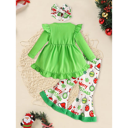 Toddler Baby Girls Christmas Clothes, Long Sleeve Heart Print Set