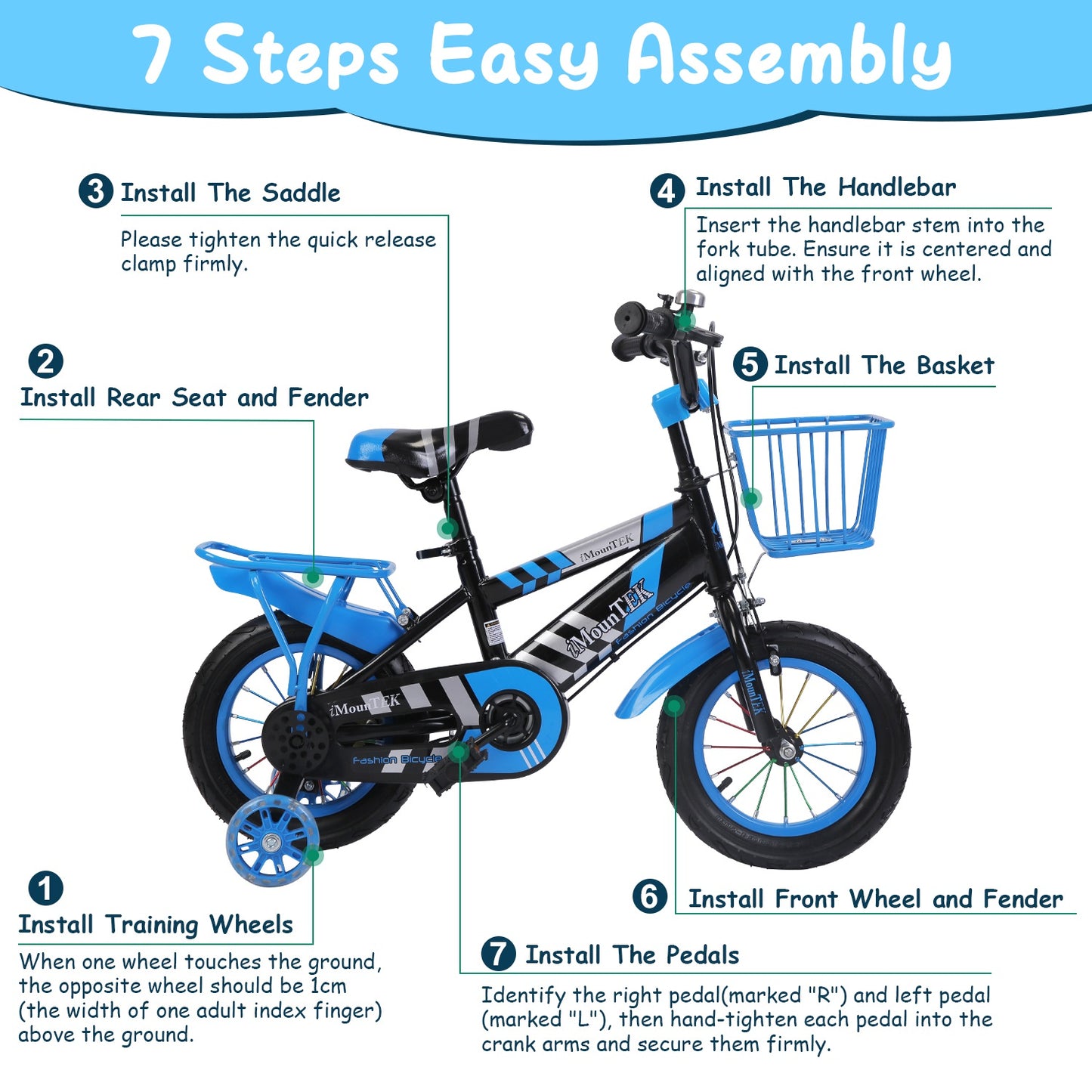 1Set 16In Kids Bike With Training Wheels Children Bicycle With Helmet Basket Rear Seat Chain Guard For Boys Aged 4 To 7 Years Old