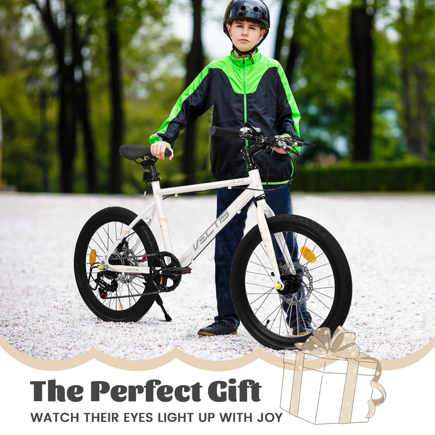 A20183 Kids Bike For 6-12 Years Old, 20 Inch Children's Bicycle For Boys Girls, 7-Speed Steel Frame, , Dual Disc Brakes, 20x1.75 Inch Tires Road Bike, 4 Color Options
