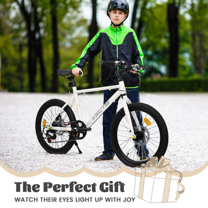 A20183 Kids Bike For 6-12 Years Old, 20 Inch Children's Bicycle For Boys Girls, 7-Speed Steel Frame, , Dual Disc Brakes, 20x1.75 Inch Tires Road Bike, 4 Color Options