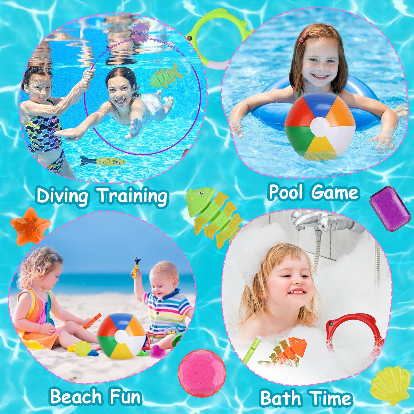 Set Of 24Pcs Diving,Swimming Pool Toys
