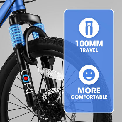 S20101 20 Inch Kids' Bike, Boys Girls Mountain Bike Ages 6-12, 7 Speed Teenager Children Kids' Bicycles, Front Suspension Disc Brake Rear V-Brake, High Steel Frame