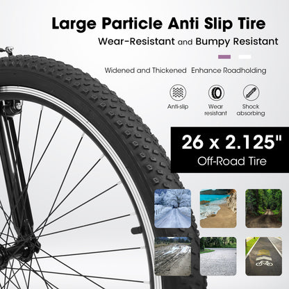 A26208 Ecarpat 26 Inch Mountain Bike, 21-Speed V-Brake, Front Suspension, Carbon Steel Frame Mountain Bike For Teenagers Girls Women Bicycles