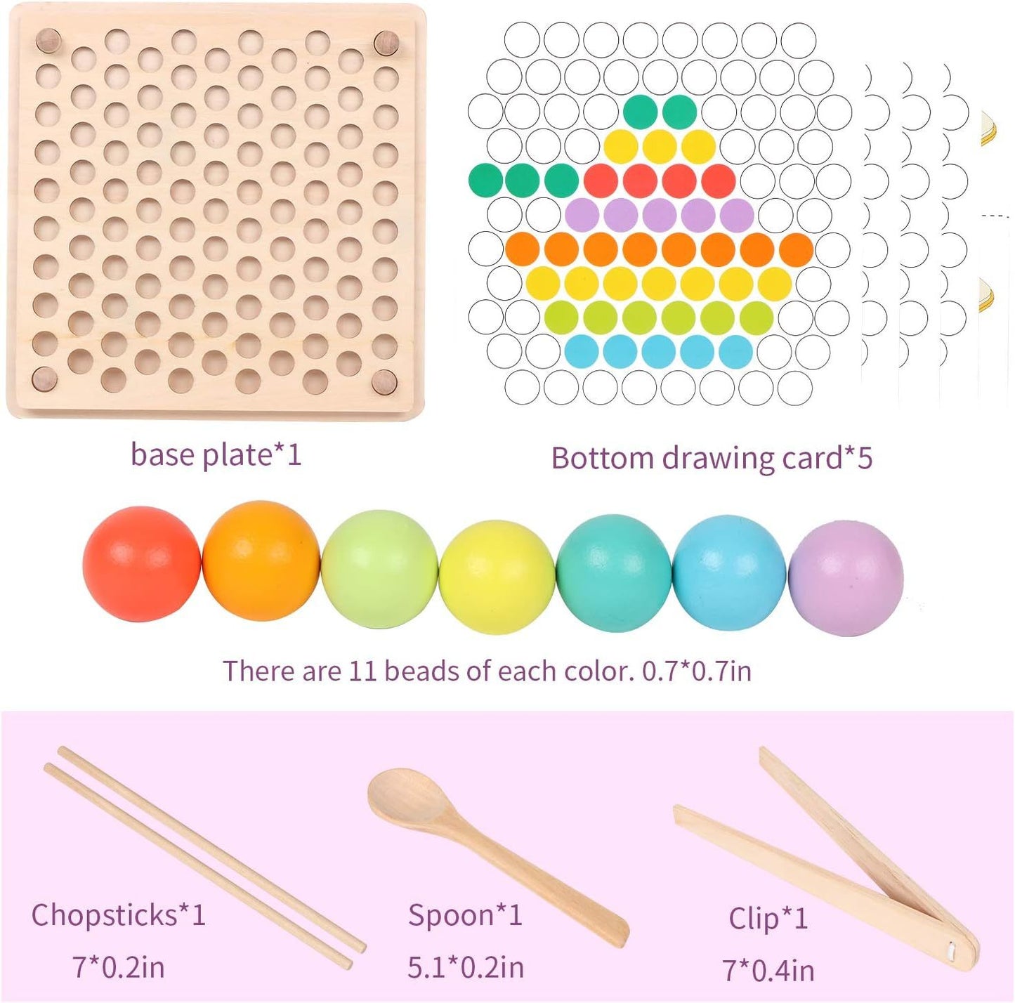 Wooden Peg Board Beads Game, Montessori