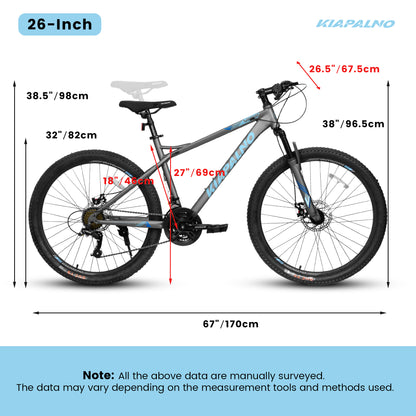 A26251 26-Inch Mountain Bike For Adults And Teenagers, High Carbon Steel Frame, Front And Rear Mechanical Disc Brakes, 21-Speed Gear System, 26x2.125 Tires