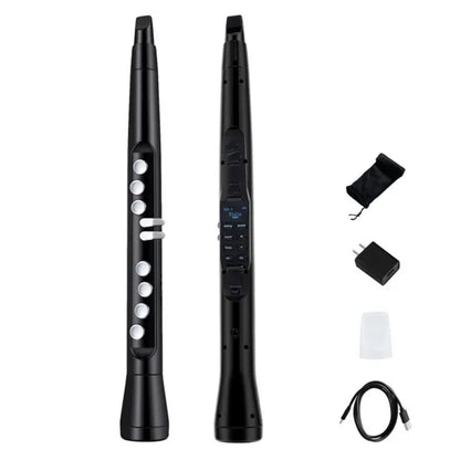 Portable Wireless MIDI Electronic Saxophone - 100 Tones, 3W Hi-Fi Speaker, 12hrs Playtime, 0.7lbs (Black ABS)