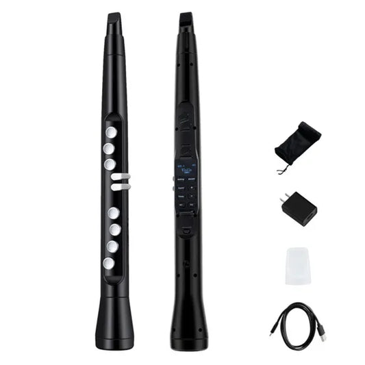 Portable Wireless MIDI Electronic Saxophone - 100 Tones, 3W Hi-Fi Speaker, 12hrs Playtime, 0.7lbs (Black ABS)