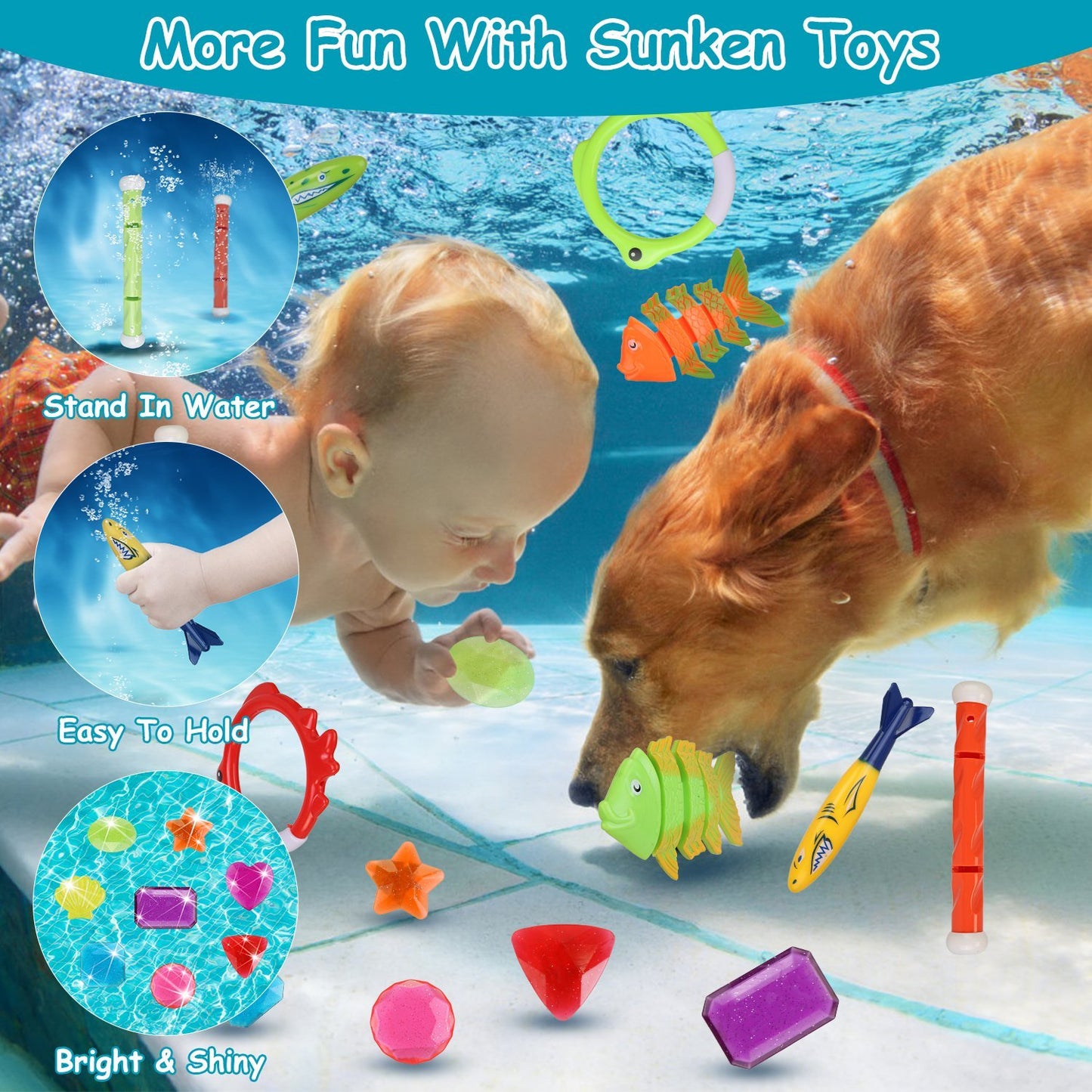 Set Of 24Pcs Diving,Swimming Pool Toys