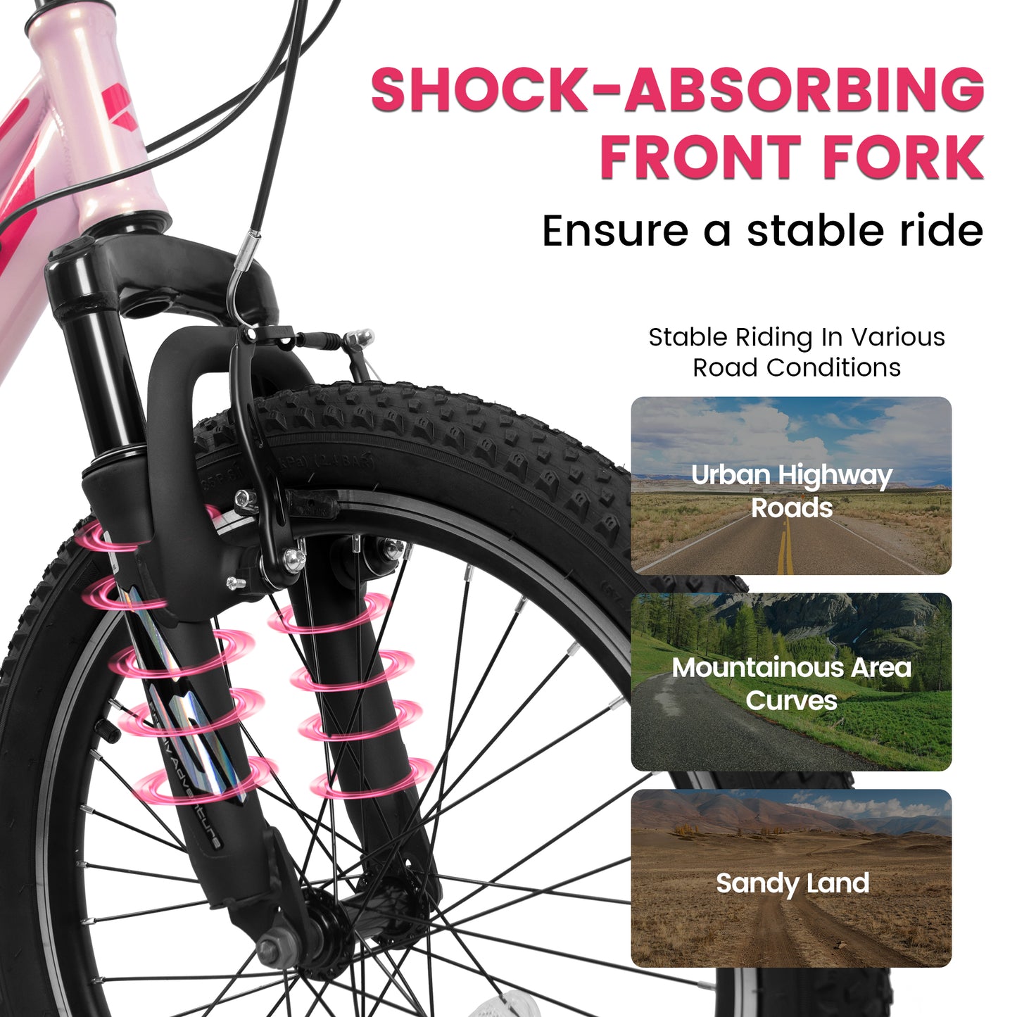 A20261 20 Inch Children's Bicycle, Shock Absorbing Front Fork, 7 - Speed, V - Brakes, Mountain Tire, Boys And Girls Kids Bike For Outdoor Adventure