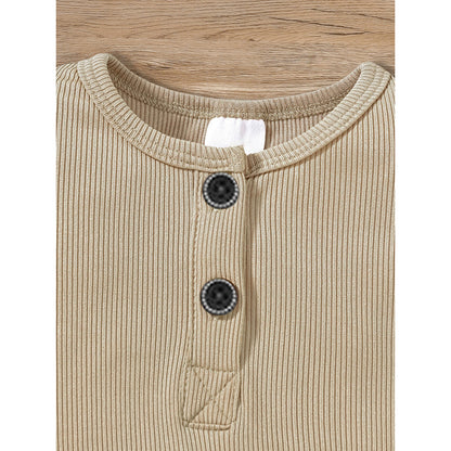 3-Pack Newborns Infants Baby Boys & Girls Long Sleeve Ribbed Romper Soft Button Front Jumpsuit