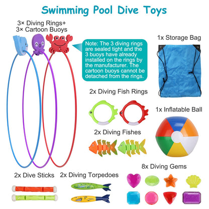 Set Of 24Pcs Diving,Swimming Pool Toys