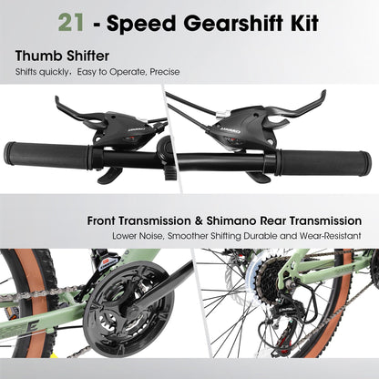 A27301 27.5 Inch Mountain Bike For Adults, Durable High Carbon Steel Frame, Disc Brakes, Stylish Brown Edge Tires, Ideal For Commuting And Outdoor Exploration