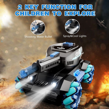 RC Tank, Four Wheel Drive Remote Control Car 2.4G Gesture Control, Water Bomb
