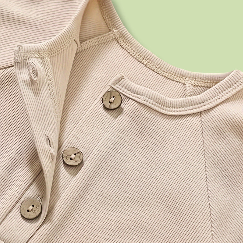 3-Pack Baby Boys One-Piece Romper Set, Long Sleeve Ribbed Button Jumpsuit