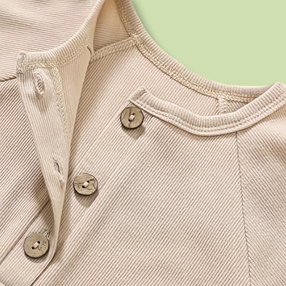 3-Pack Baby Boys One-Piece Romper Set, Long Sleeve Ribbed Button Jumpsuit