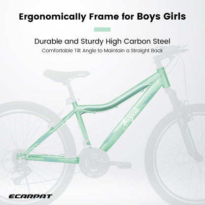 A24208D Mountain Bike 24 26 Inch, High-Density Carbon Steel Frame, 21 Speed, Front Suspension, Dual V-Brakes, Pre-Assembled For Men Women Teens