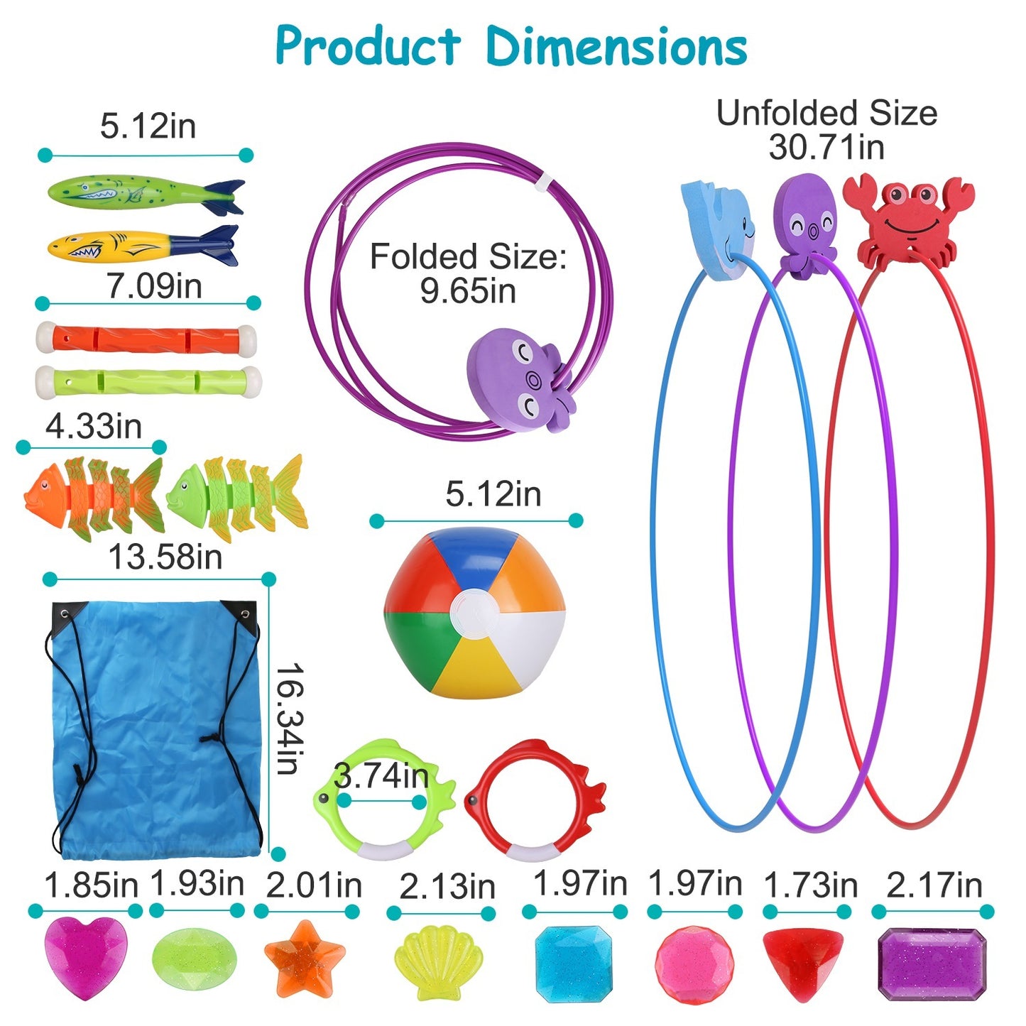 Set Of 24Pcs Diving,Swimming Pool Toys