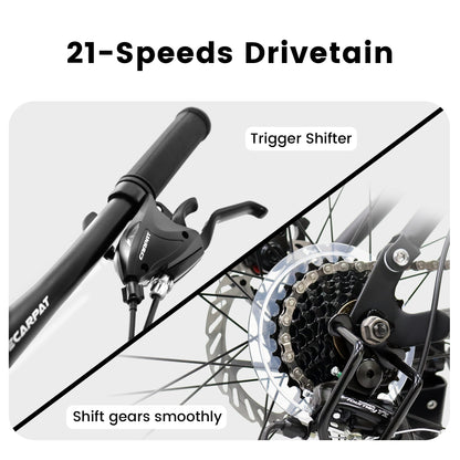 27.5 Inch Full Suspension Mountain Bike, Front And Rear Dual Shock Absorbers, Mechanical Disc Brakes, 21-Speed, Suitable For Men And Women, Ideal For Travel And Fitness Enthusiasts