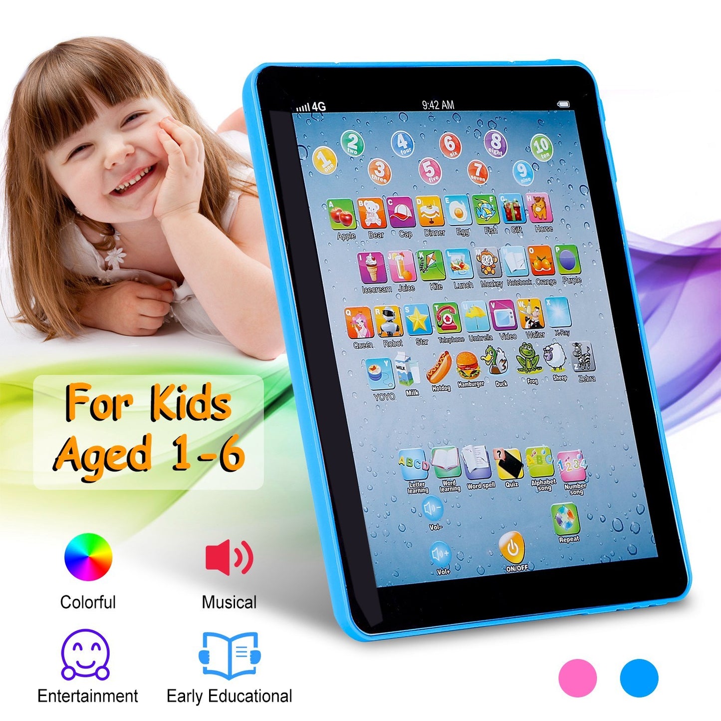 Baby Learning Tablet, Educational Mini Pads,Touch, ABC Numbers,Words